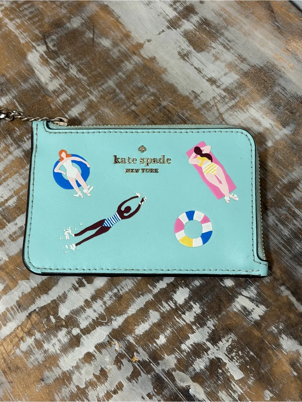 Kate Spade “Pool Float” Medium L-Zip Card Holder Coin Wallet - EC